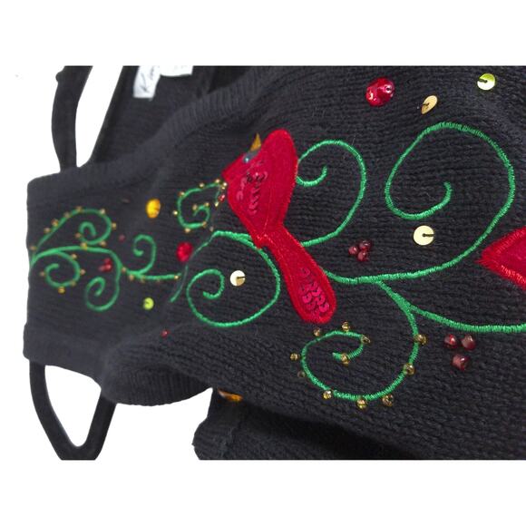 Vintage Kim Rogers Sweater Vest Cardinals Sequins Holiday Size Medium New - Picture 9 of 9